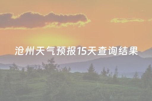 沧州天气预报15天查询结果（沧州天气预报15天查询30i）