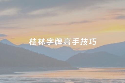 桂林字牌高手技巧（桂林字牌攻略论坛）