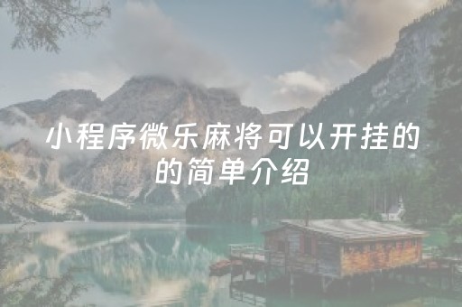 小程序微乐麻将可以开挂的的简单介绍