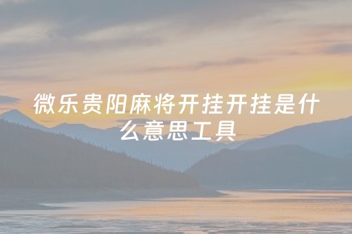 微乐贵阳麻将开挂开挂是什么意思工具（微乐贵阳麻将开挂神器）