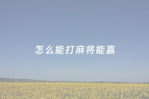 怎么能打麻将能赢（如何打麻将才能赢）