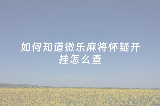 如何知道微乐麻将怀疑开挂怎么查（怎么发现微乐麻将开挂）