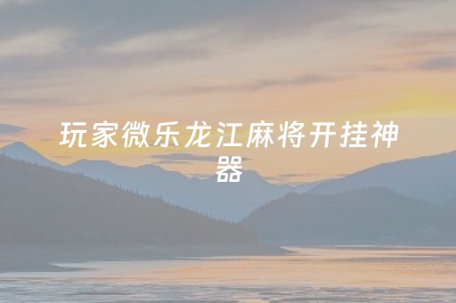 玩家微乐龙江麻将开挂神器（微乐龙江麻将有挂么）