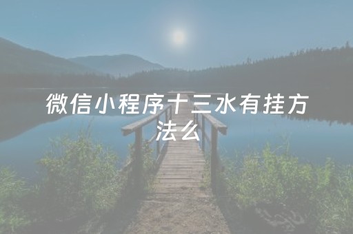 微信小程序十三水有挂方法么（十三水可以开挂吗）