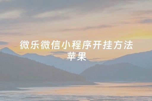 微乐微信小程序开挂方法苹果（微乐小程序如何开挂）