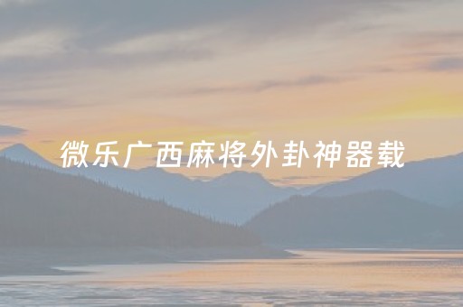 微乐广西麻将外卦神器载（微乐广西麻将怎样免费开挂）