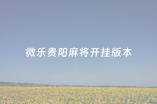 微乐贵阳麻将开挂版本（微信小程序微乐贵阳麻将有挂吗）