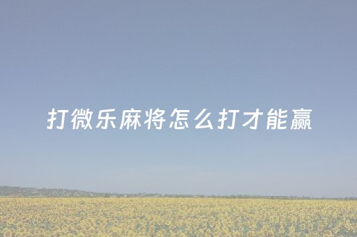 打微乐麻将怎么打才能赢（打微乐麻将怎么打才能赢一点）