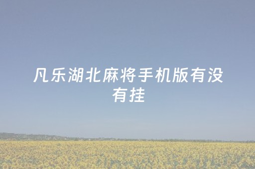 凡乐湖北麻将手机版有没有挂（凡乐湖北武汉麻将）