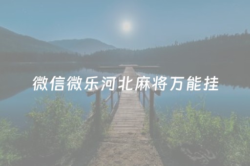 微信微乐河北麻将万能挂（微信小程序微乐河北麻将有挂吗）