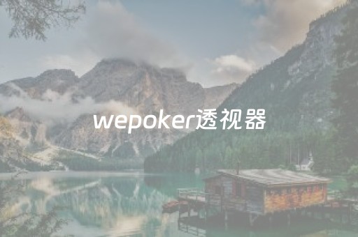 wepoker透视器（wepoker透视挂方法）