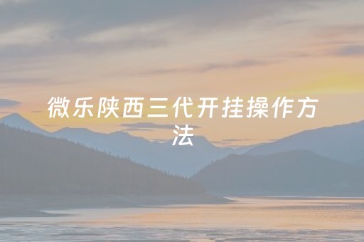 微乐陕西三代开挂操作方法（微乐陕西三代怎么免费开挂）