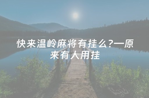 快来温岭麻将有挂么?—原来有人用挂（温岭麻将详细解说）