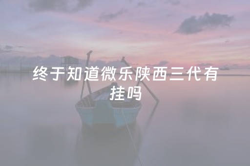 终于知道微乐陕西三代有挂吗（微乐陕西三代有挂嘛百度知道）