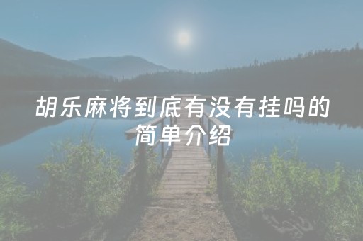 胡乐麻将到底有没有挂吗的简单介绍（胡乐麻将开挂神器安装）