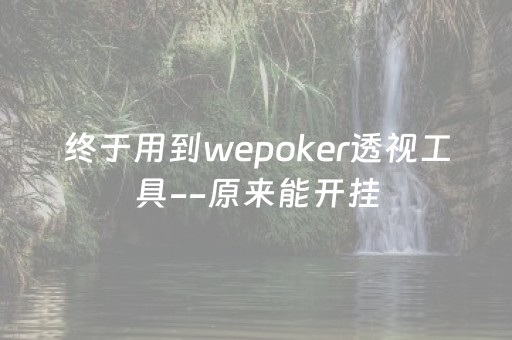 终于用到wepoker透视工具--原来能开挂（we poker透视）