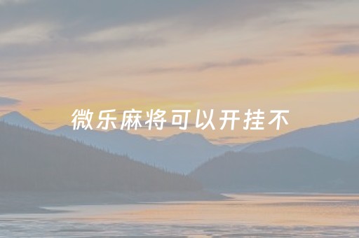 微乐麻将可以开挂不（微乐麻将能开挂）