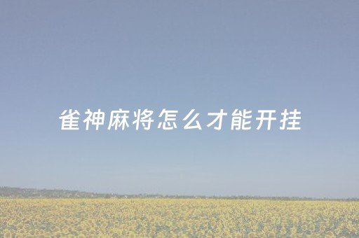 雀神麻将怎么才能开挂（雀神麻将怎么能开挂呢）