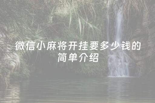 微信小麻将开挂要多少钱的简单介绍