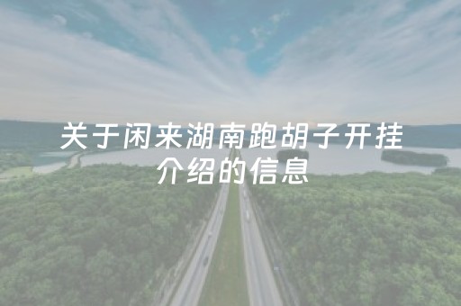 关于闲来湖南跑胡子开挂介绍的信息