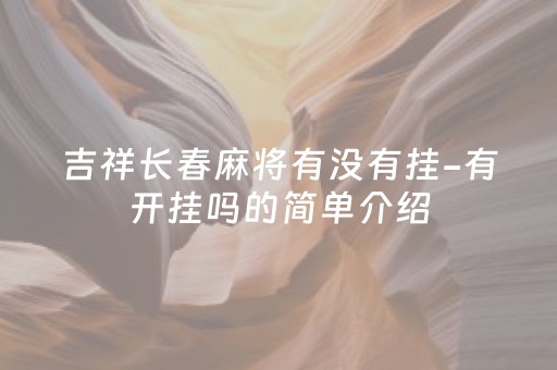 吉祥长春麻将有没有挂-有开挂吗的简单介绍