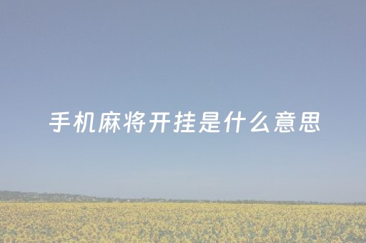 手机麻将开挂是什么意思（手机麻将开挂是什么意思呀）