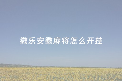 微乐安徽麻将怎么开挂（微乐安徽麻将开挂版本）