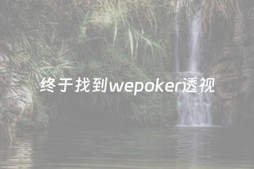 终于找到wepoker透视（wepoker透视挂试用版）