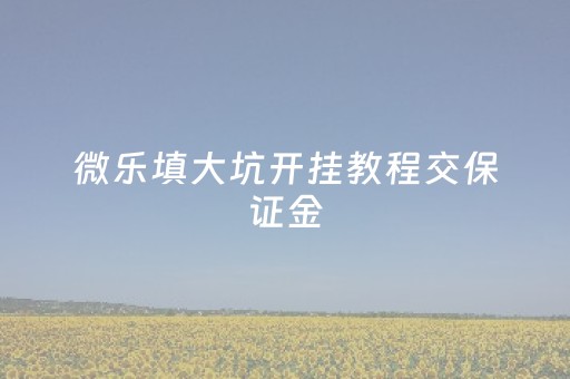 微乐填大坑开挂教程交保证金（微乐填大坑怎么能赢钱）