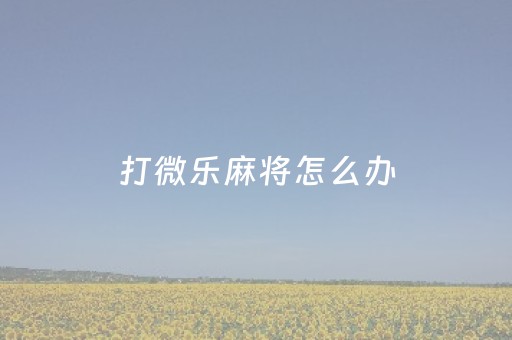 打微乐麻将怎么办（打微乐麻将可以开挂吗）