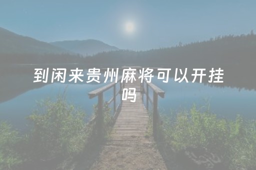 到闲来贵州麻将可以开挂吗（闲乐贵州麻将有没有挂）