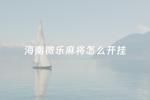 海南微乐麻将怎么开挂（微乐麻将怎么开免费的挂）