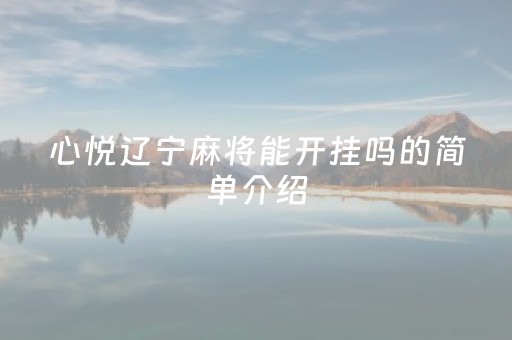 心悦辽宁麻将能开挂吗的简单介绍