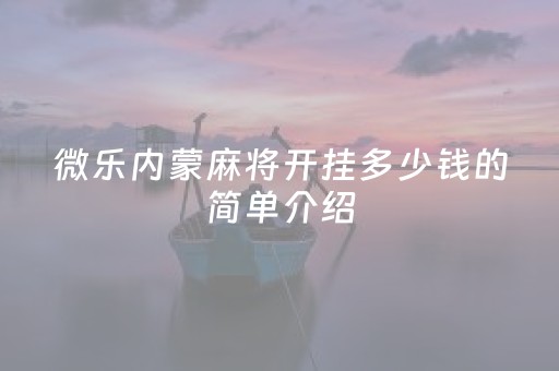 微乐内蒙麻将开挂多少钱的简单介绍