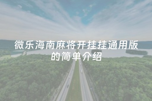 微乐海南麻将开挂挂通用版的简单介绍