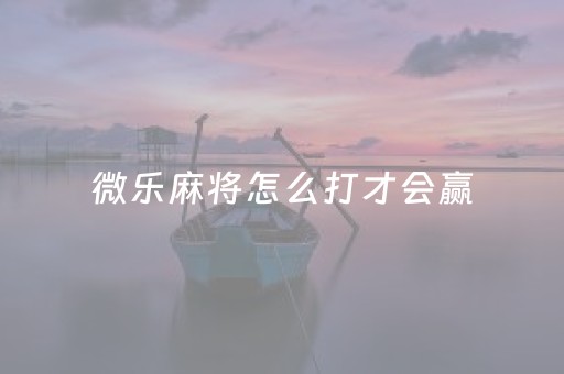 微乐麻将怎么打才会赢（微乐麻将怎么打才会赢一点）