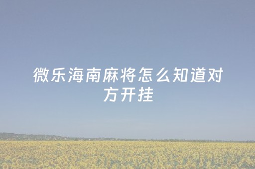 微乐海南麻将怎么知道对方开挂（微乐麻将怎么看别人开挂不）