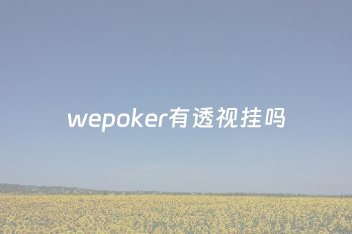 wepoker有透视挂吗（wepoker透视挂被骗图）