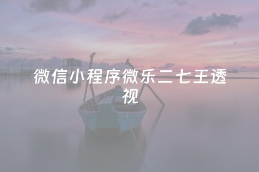 微信小程序微乐二七王透视（微信小程序微乐二七王有辅助吗）