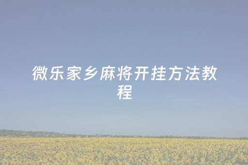 微乐家乡麻将开挂方法教程（微乐家乡麻将开挂怎么开）