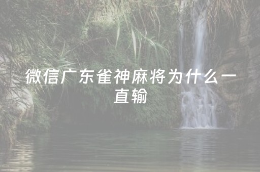 微信广东雀神麻将为什么一直输（雀神广东麻将微信登录不了）