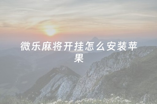 微乐麻将开挂怎么安装苹果（手机微乐麻将开挂神器苹果）