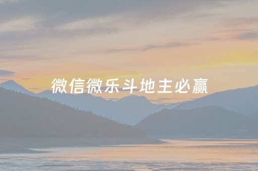 微信微乐斗地主必赢（微乐斗地主游戏）