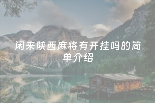 闲来陕西麻将有开挂吗的简单介绍