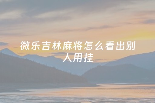 微乐吉林麻将怎么看出别人用挂（微乐吉林麻将为什么不能进房间了）