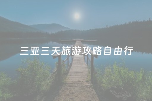 三亚三天旅游攻略自由行（三亚3天游攻略）