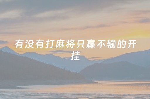 有没有打麻将只赢不输的开挂（有没有打麻将的挂呢?）