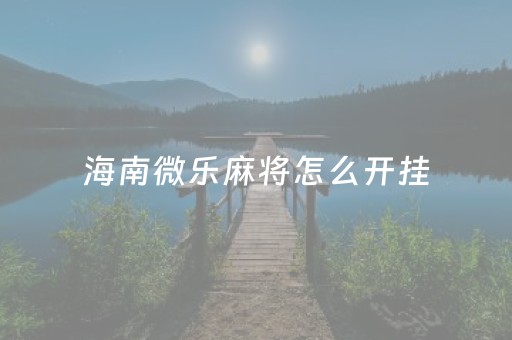 海南微乐麻将怎么开挂（微乐麻将开挂方法）