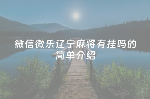 微信微乐辽宁麻将有挂吗的简单介绍