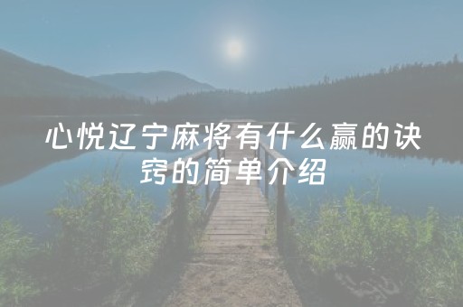 心悦辽宁麻将有什么赢的诀窍的简单介绍